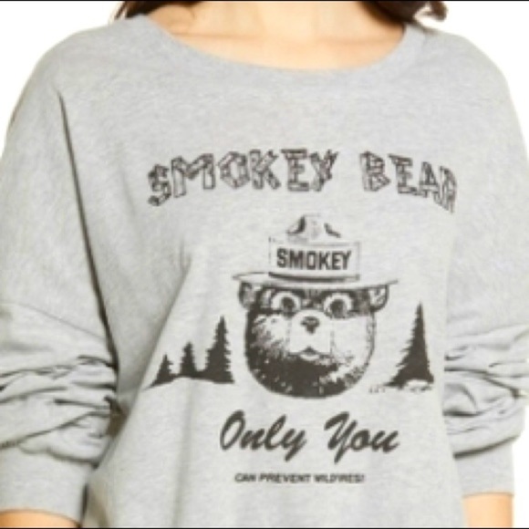 SMOKEY THE BEAR Only You Can Prevent Forest Fires scoop neck sweatshirt NWT - Picture 4 of 6